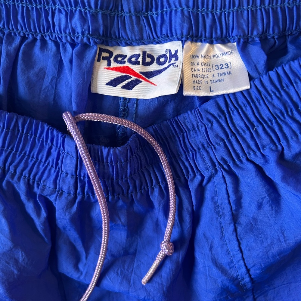 Vintage 90s Reebok Nylon Windbreaker Track Pants - Cobalt Blue - Large